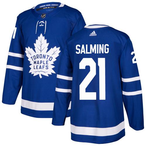 Adidas Men Toronto Maple Leafs 21 Borje Salming Blue Home Authentic Stitched NHL Jersey